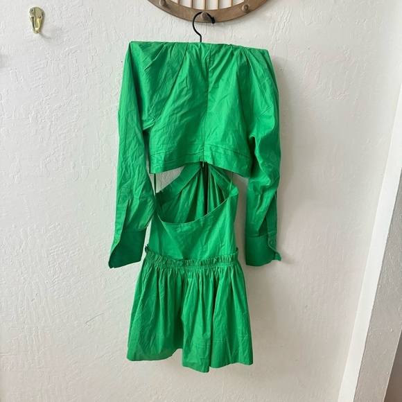 Jason Wu Green Cutout Waist Twist Long Sleeve Mini Tiered Dress XS - Picture 3 of 11
